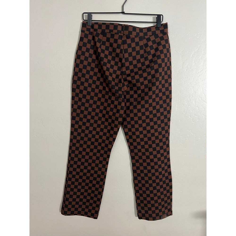 Sanctuary x Anthropologie Brown Black Checkered Slim Leg Pants XL Stretch Ponte - Picture 4 of 6